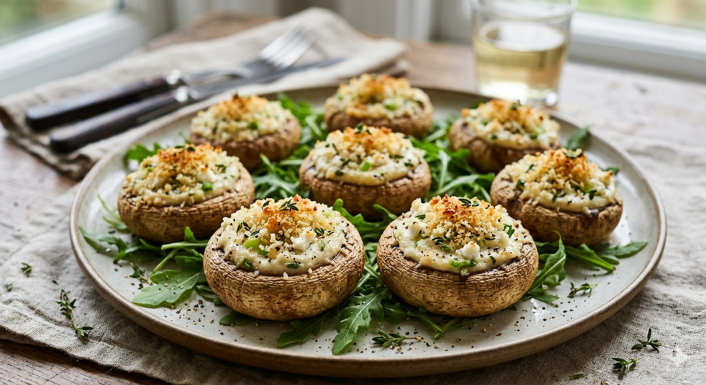 Gourmet Recipe: Stuffed Parasol Caps with Herbed Cheese Mousse