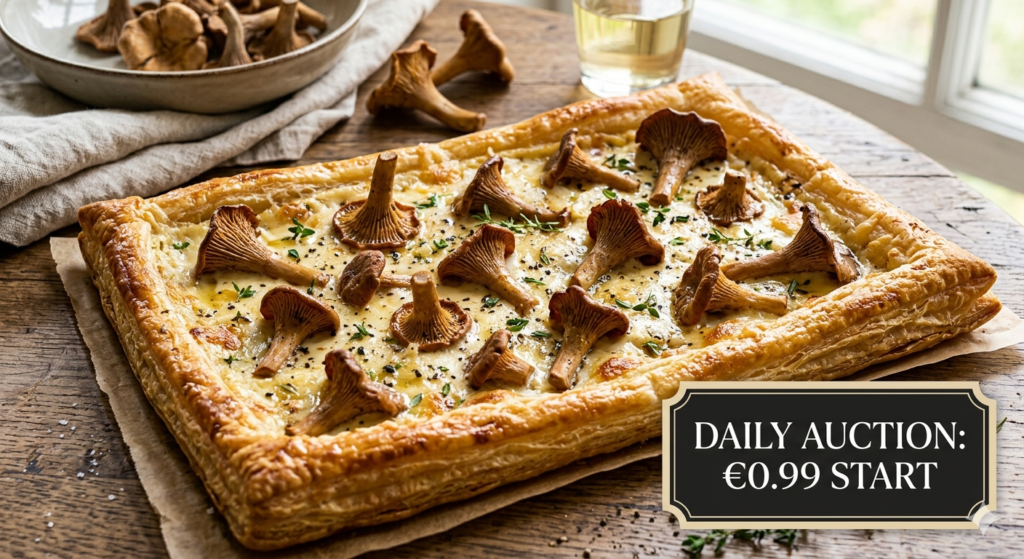 Gourmet Recipe: Wild Grey Chanterelle & Roasted Garlic Tart