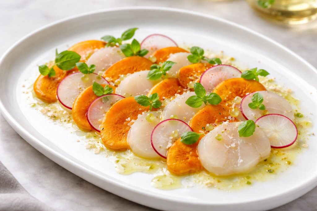 Amanita Caesarea and Scallop Crudo