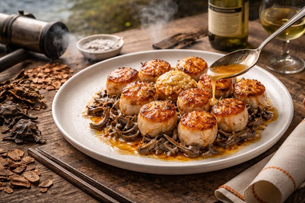 Atlantic Fringe Scallops in Smoked Cantharellus Butter