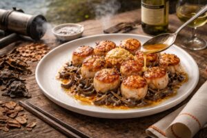 Atlantic Fringe Scallops in Smoked Cantharellus Butter