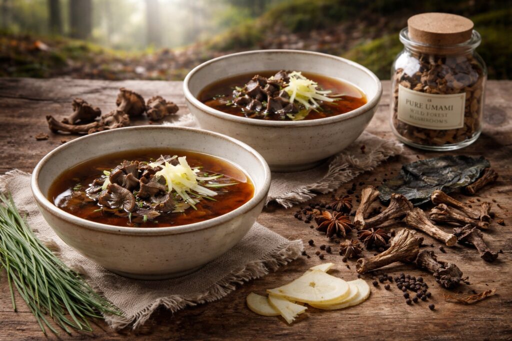 Balkan Forest Broth Dried Grey Chanterelle Consommé