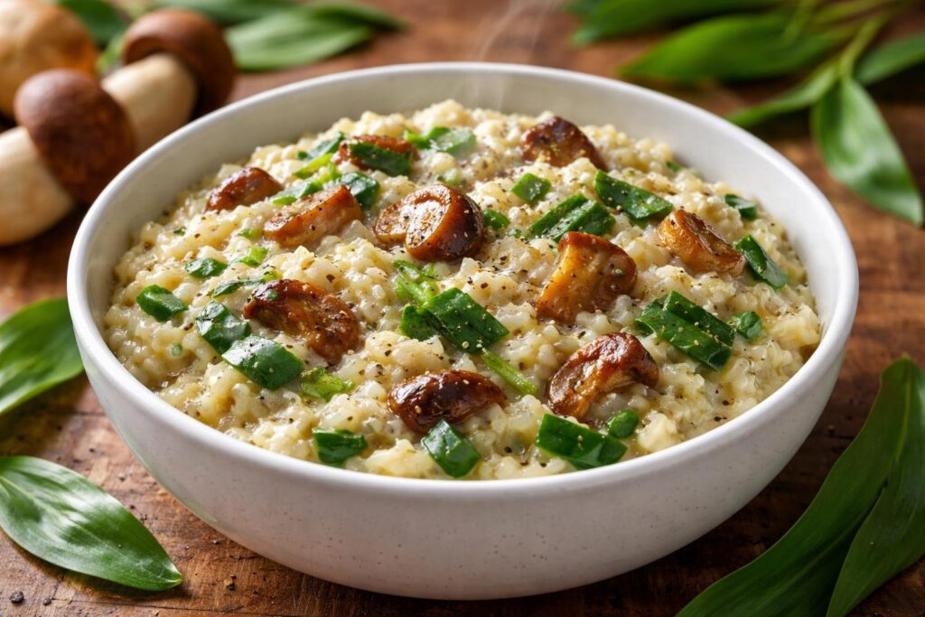 Balkan Porcini & Wild Garlic Risotto — Earthy Wild Mushroom Comfort with Herbal Brightness