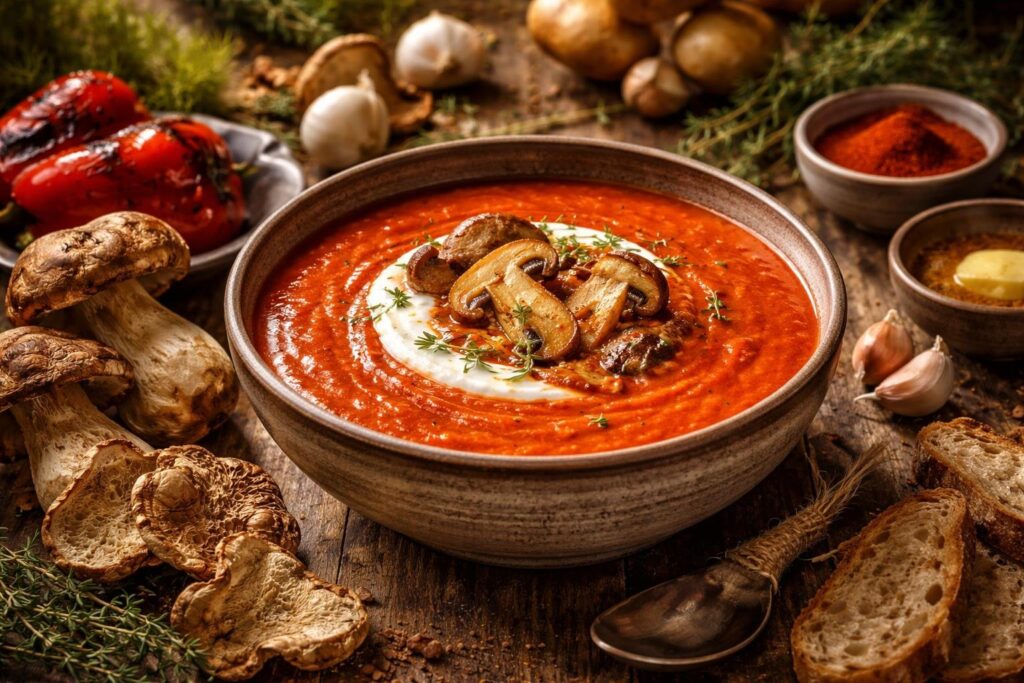 Balkan Sun - Porcini & Roasted Red Pepper Soup