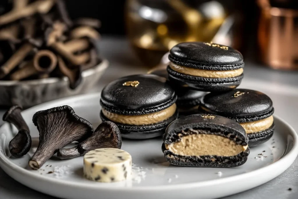 Black Trumpet & Foie Gras Savory Macarons