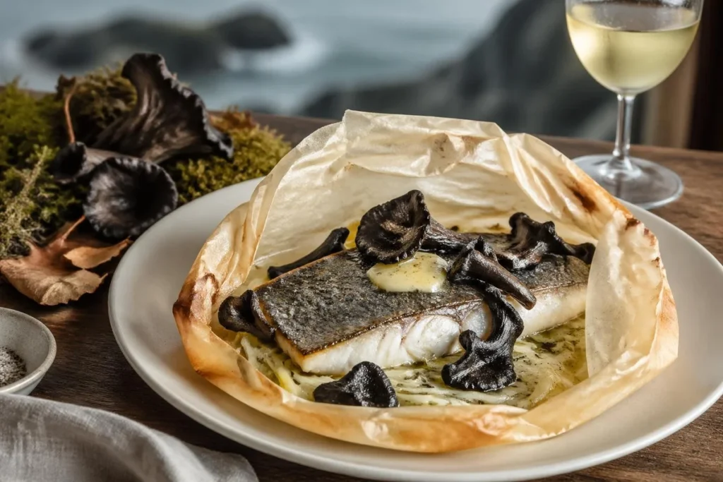 Black Trumpet & Sea Bass "En Papillote"