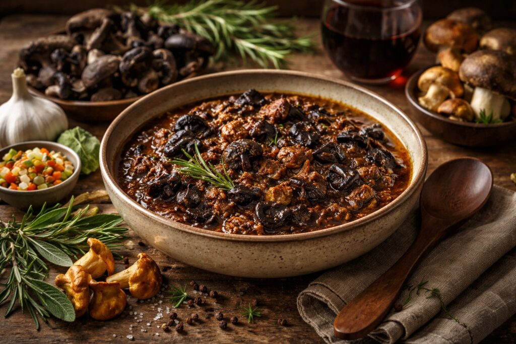 Black Trumpet and Wild Boar Ragù