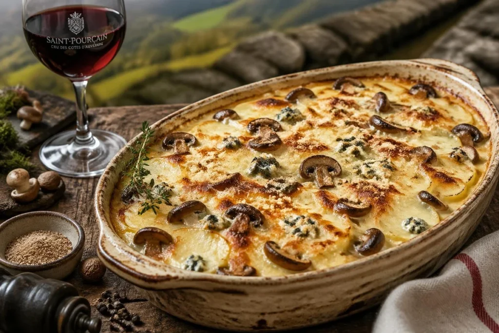 Blue Cheese Gratin with Marasmius oreades