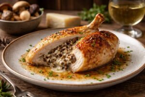 Boletus and Gruyere Stuffed Chicken Supreme
