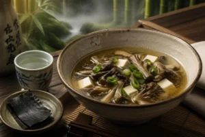 Broth with Grey Chanterelles and Silken Tofu