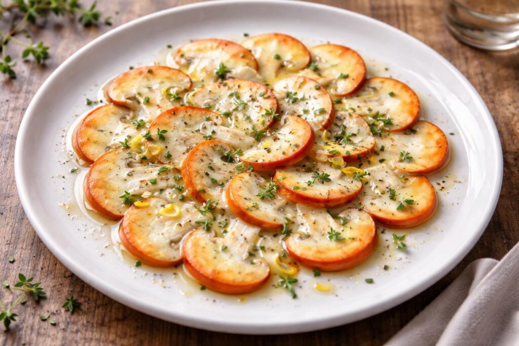 Caesar’s Mushroom Carpaccio with Lemon & Thyme — Elegant, Zesty Appetizer for Any Occasion