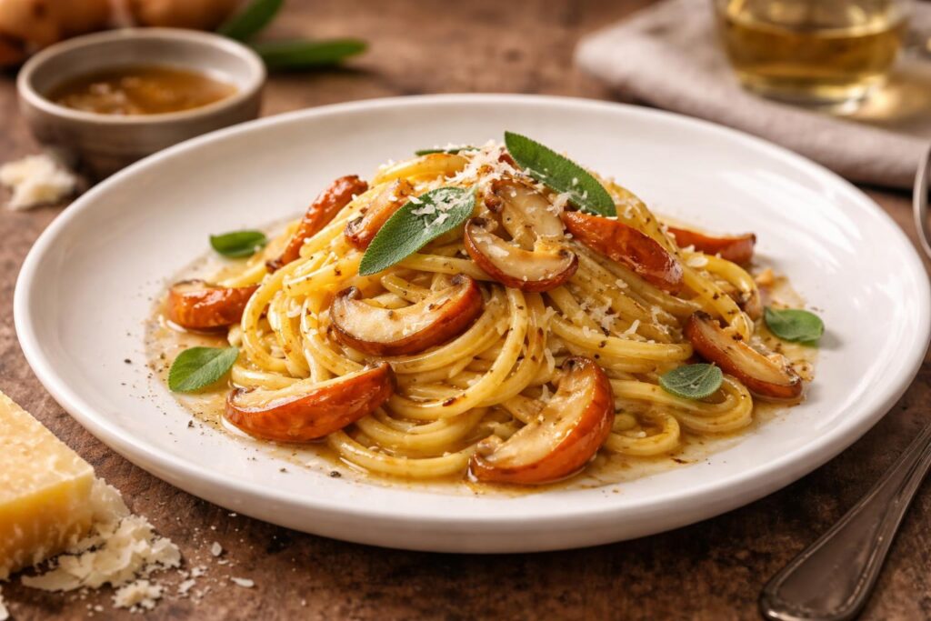Caesar’s Mushroom Tagliolini in Brown Butter