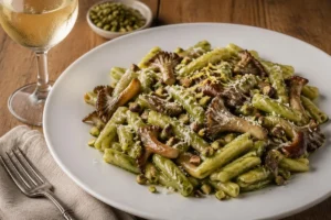 Casarecce with Pistachio and Grey Chanterelles Casarecce with Pistachio and Grey Chanterelles