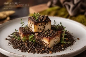 Celeriac Confit with Black Trumpet "Soil"