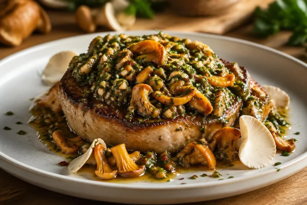 Celeriac Steaks with Chanterelle Chimichurri