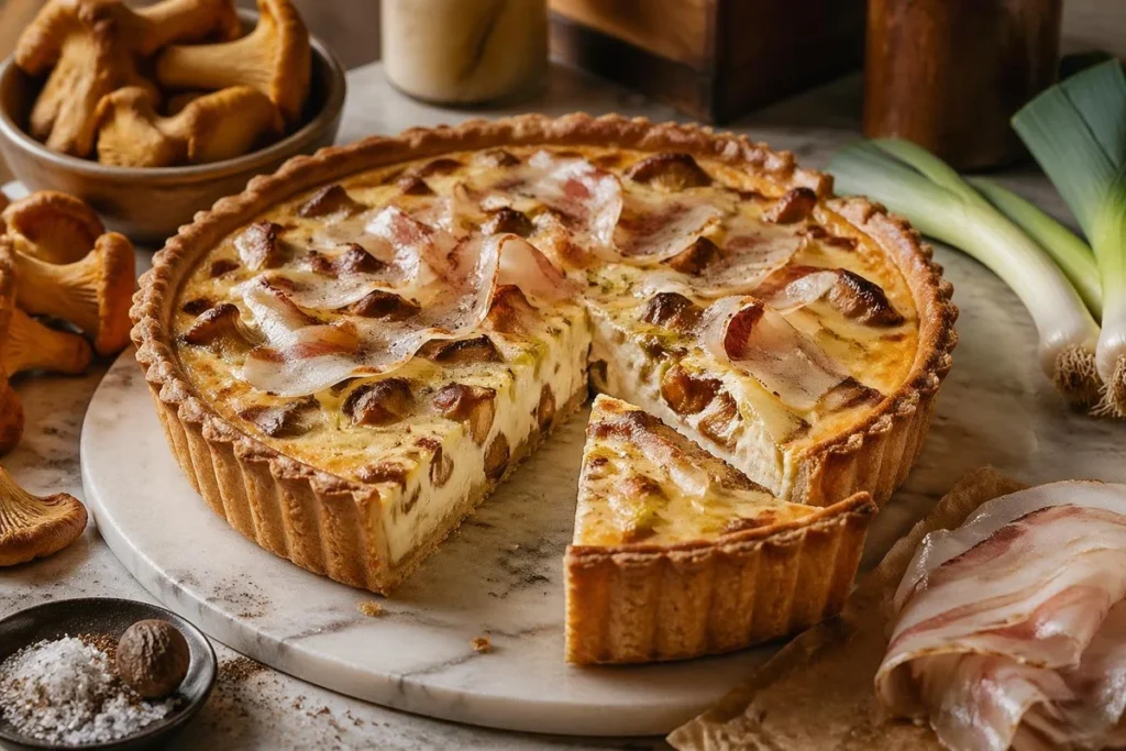 Chanterelle & Leek Quiche with Lardo di Colonnata