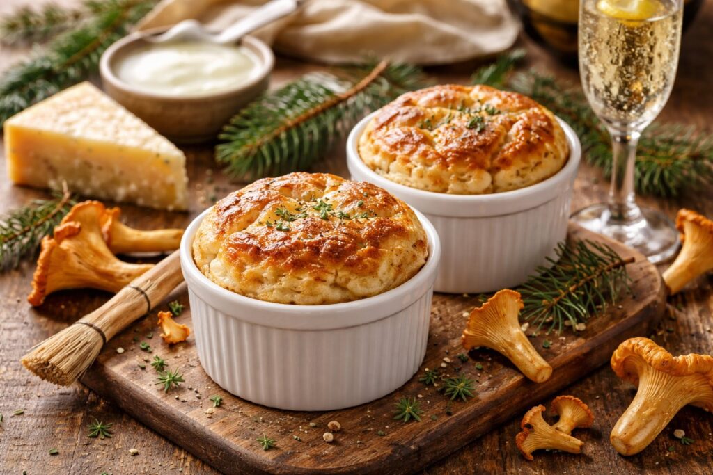 Chanterelle and Gruyere Savory Souffle
