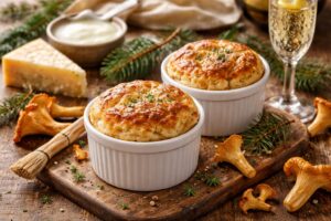 Chanterelle and Gruyere Savory Souffle