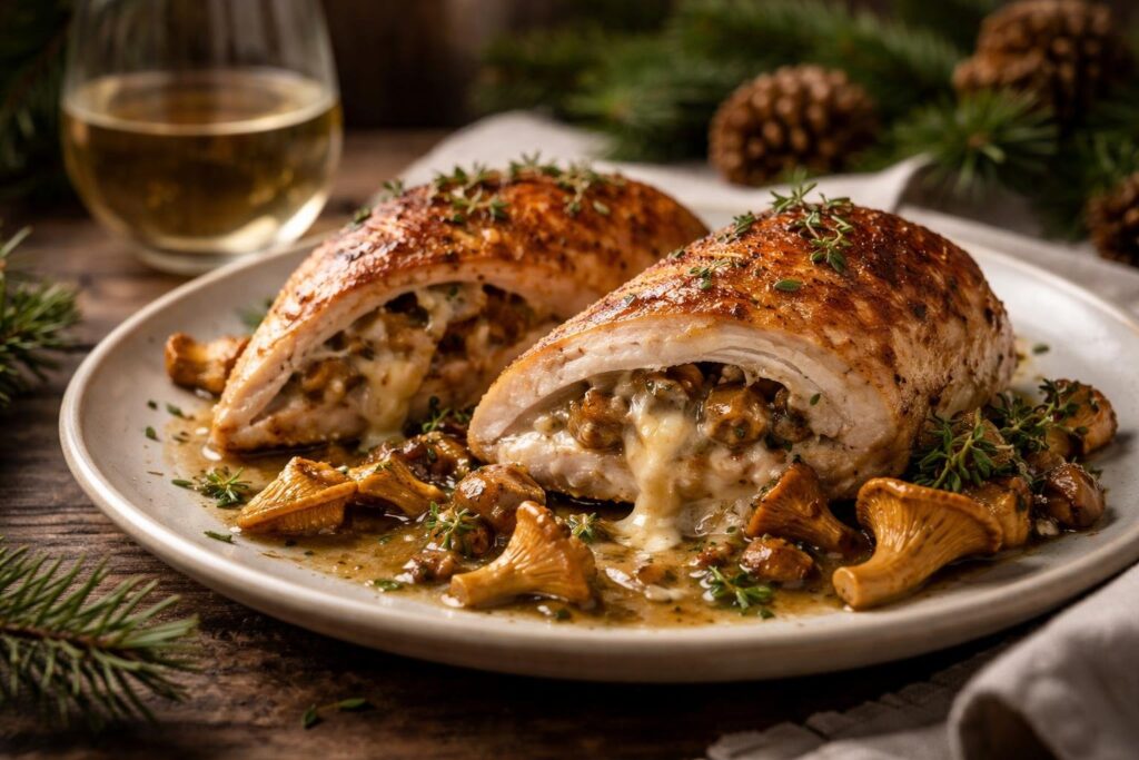 Chanterelle and Gruyère Stuffed Chicken Breasts