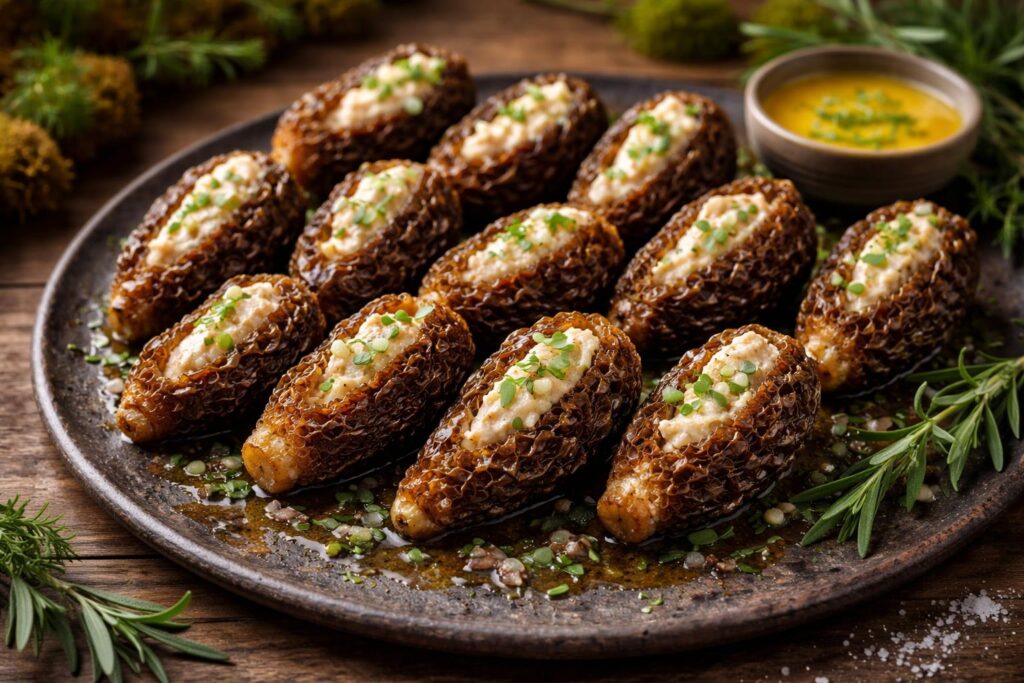 Chicken Mousse Stuffed Wild Morels