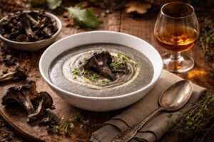 Creamy Trumpet and Cognac Velouté