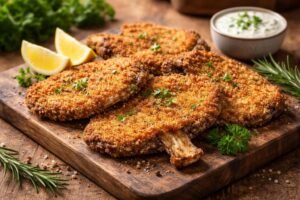 Crispy Breaded Parasol Mushroom Steaks (Schnitzel Style) Crispy Breaded Parasol Mushroom Steaks (Schnitzel Style) — Easy Vegetarian Main Course