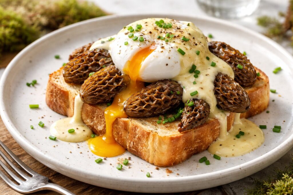 Deep Forest Benedict - Morels & Hollandaise on Brioche