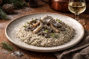 Dolomite Limestone Risotto with Ashen Umami Dust