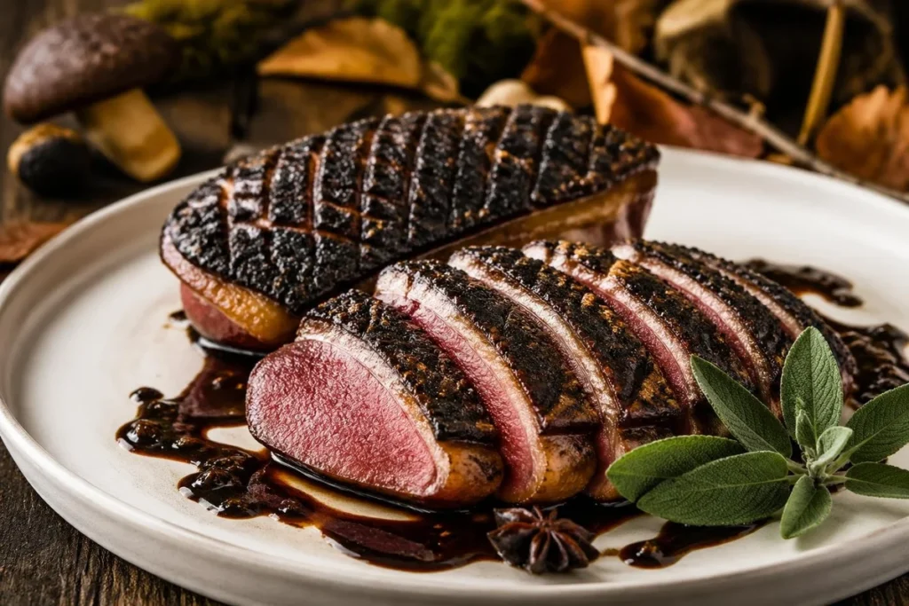 Duck Magret with Black Trumpet & Black Sesame