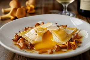 Egg Yolk Raviolo with Chanterelle Ragù