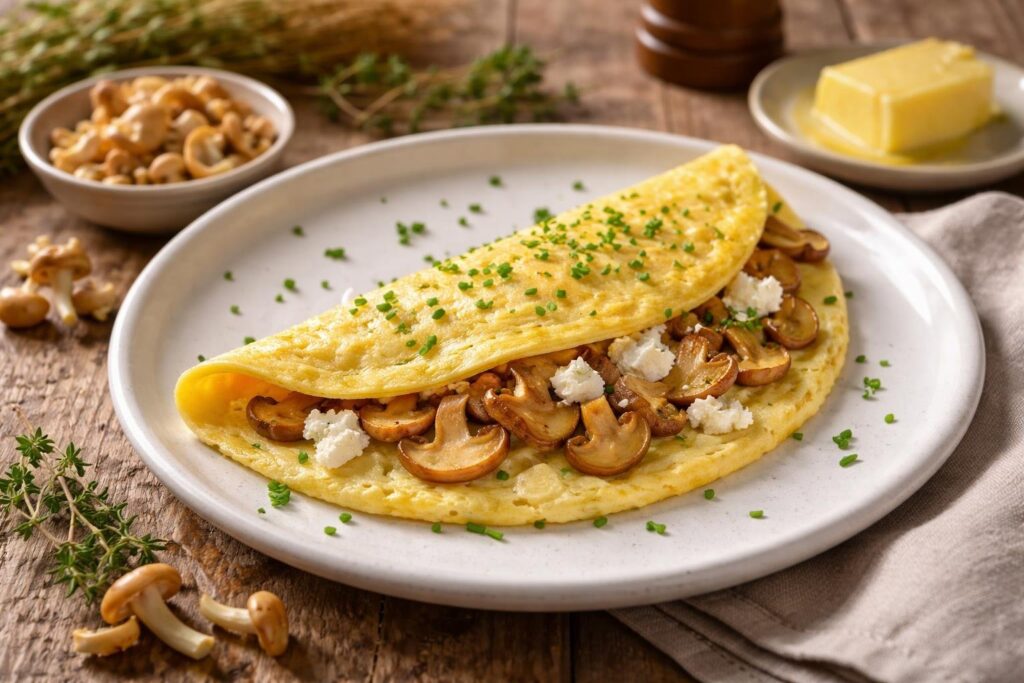 Gourmet Magic Authentic Fairy Ring Mushroom and Goat Cheese Omelet Recipe