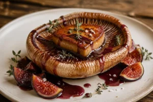 Foie Gras Stuffed Parasol with Fig Reduction