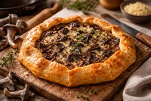 French Gray Chanterelle and Gruyère Galette