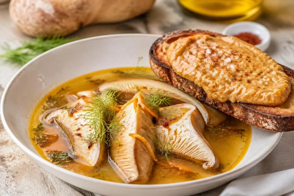 Fungal Bouillabaisse with Parasol Rouille