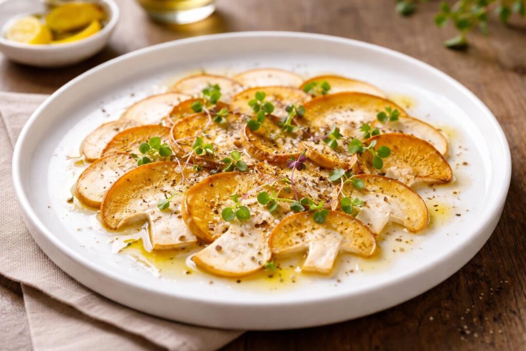 Golden Caesars Mushroom Carpaccio: Umami-Rich Gourmet Crisps