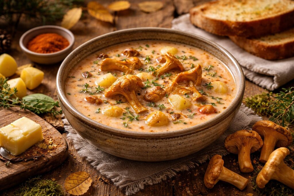 Golden Chanterelle and Potato Chowder with Smoked Paprika