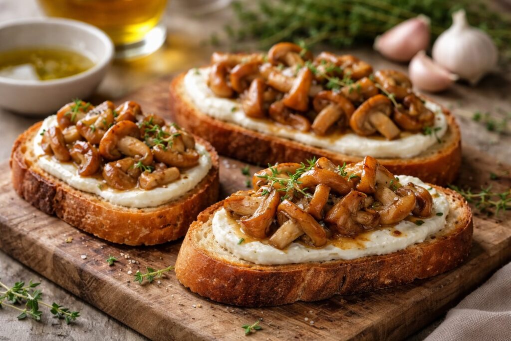 Gourmet Magic Authentic Fairy Ring Mushroom Bruschetta with Mascarpone Recipe