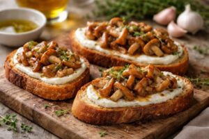 Gourmet Magic Authentic Fairy Ring Mushroom Bruschetta with Mascarpone Recipe