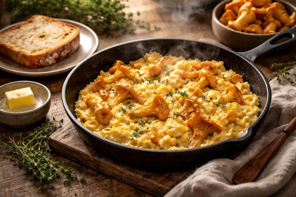 Gourmet Creamy Scrambled Eggs with Wild Chanterelles
