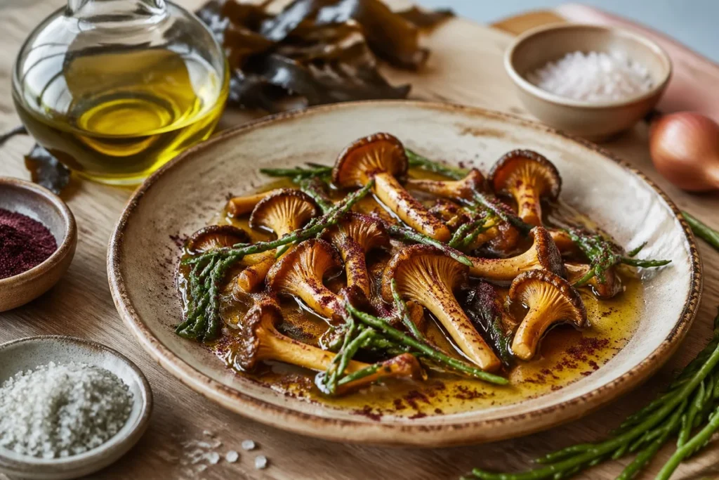 Gourmet Magic Kelp Oil Poached Yellow Foot Mushroom Recipe