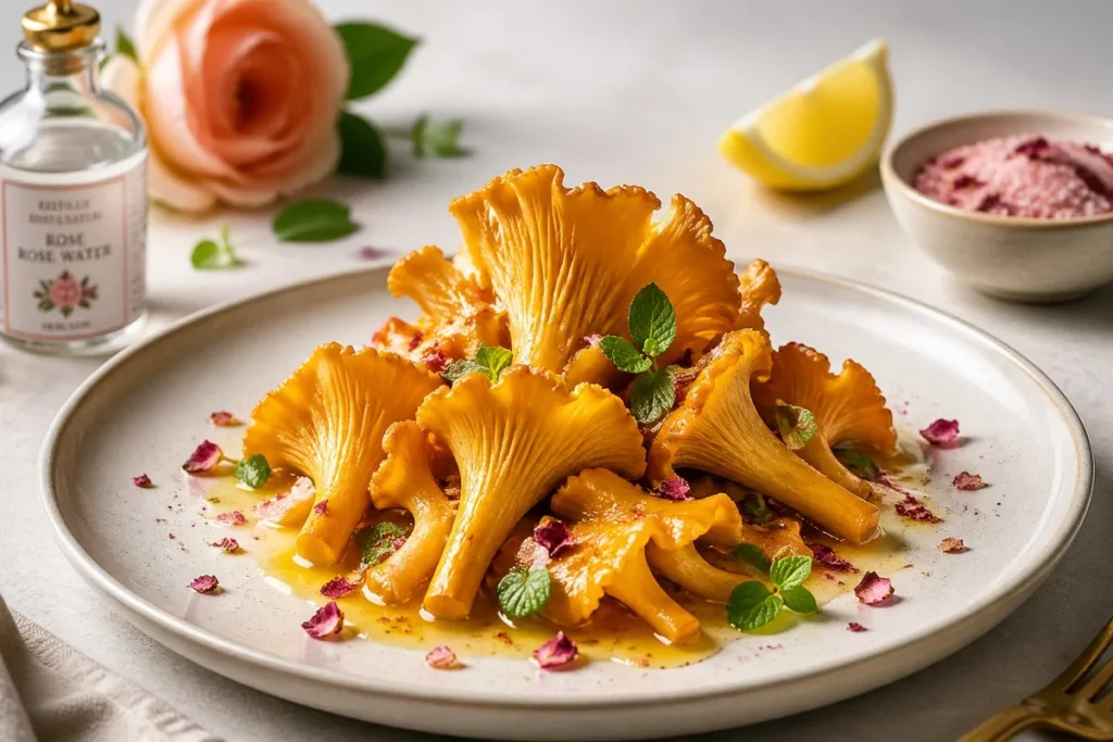 Gourmet Magic Rose Water and Citrus Glazed Yellow Foot Mushroom Recipe