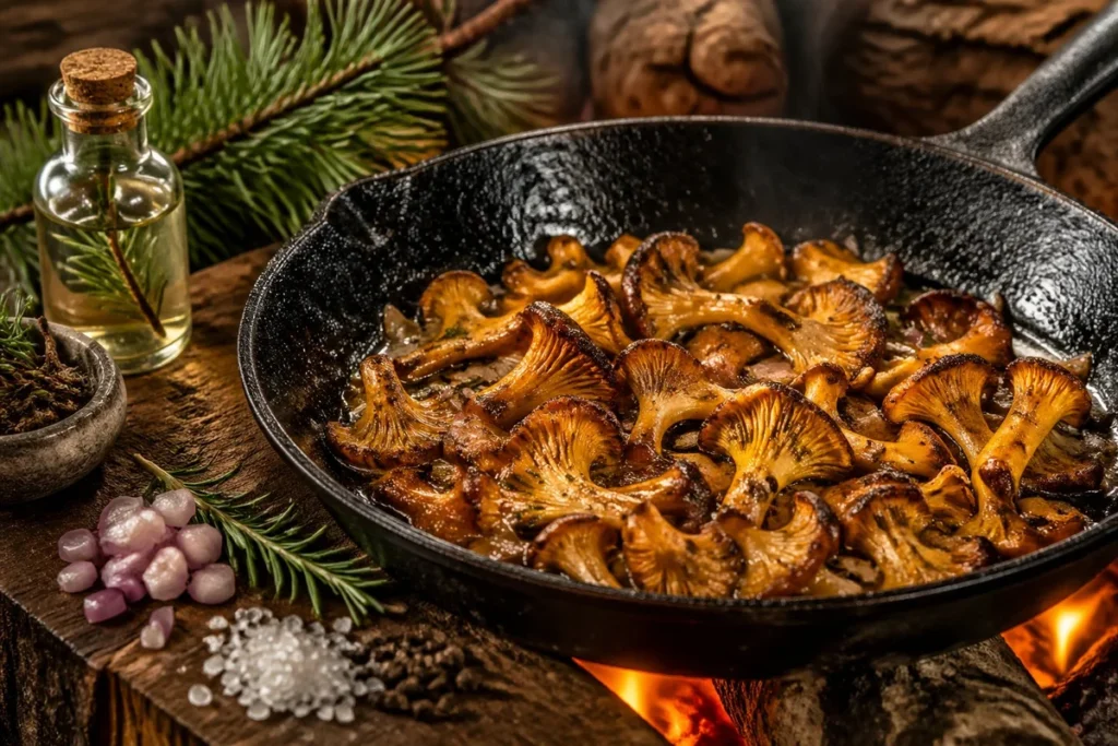 Gourmet Magic Rugged Cast Iron Seared Yellow Foot Mushroom Recipe
