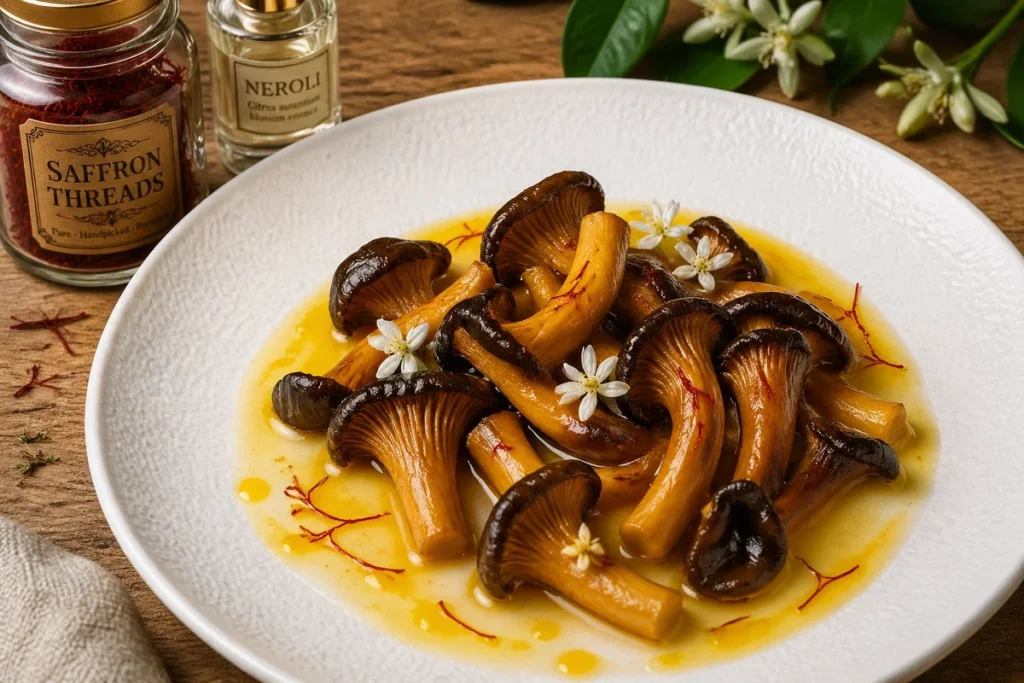 Gourmet Magic Saffron Infused Goat Butter Yellow Foot Mushroom Recipe