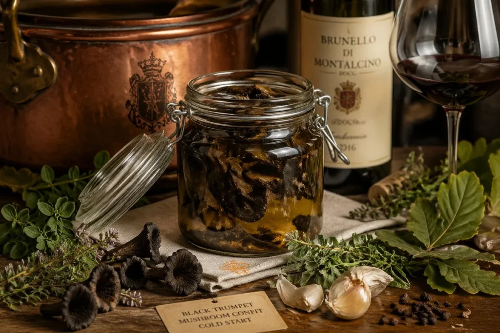 Gourmet Magic Wild Harvested Gourmet Catherine de Medici Alpine Black Trumpet Confit for Incredible Mastery Recipe