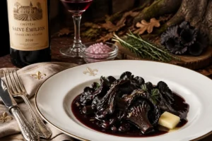 Gourmet Magic Wild Harvested Gourmet Eleanor of Aquitaine Braised Black Trumpet and Red Wine Reduction for Incredible Mastery Recipe