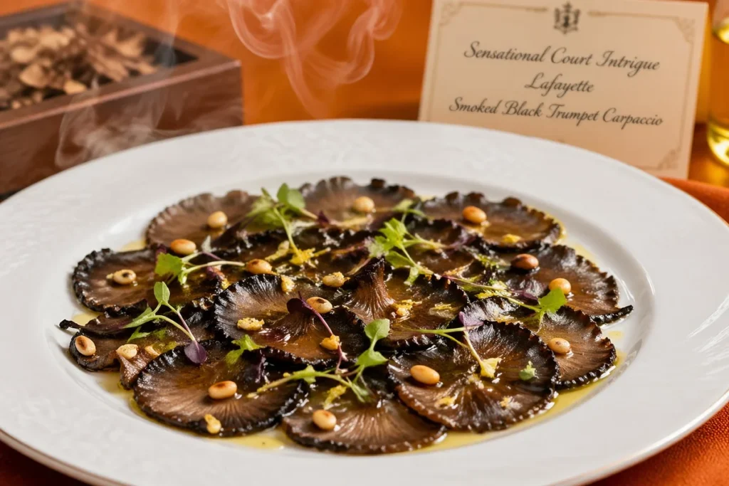 Gourmet Magic Wild Harvested Gourmet Marquis de Lafayette Smoked Black Trumpet Carpaccio for Incredible Mastery Recipe