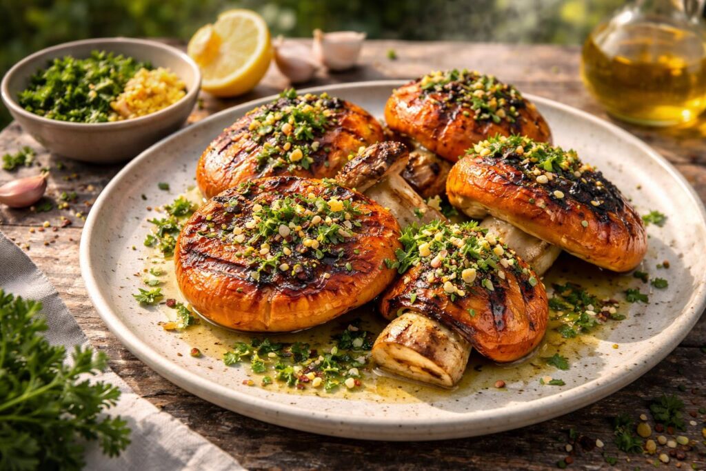 Grilled Amanita Caesarea with Gremolata