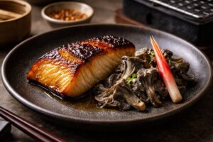 Japanese Gray Chanterelle & Miso-Glazed Black Cod