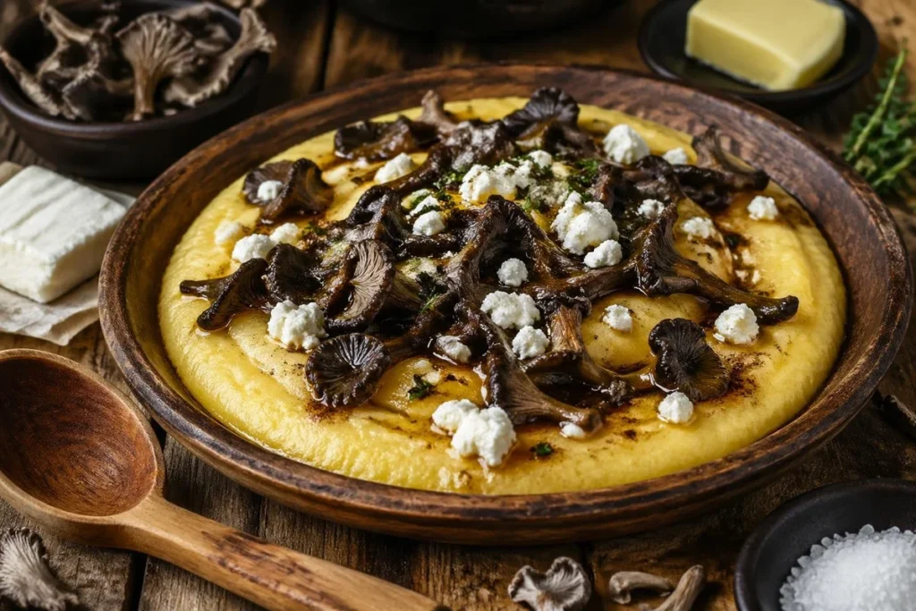Kachamak with Butter and Grey Chanterelles