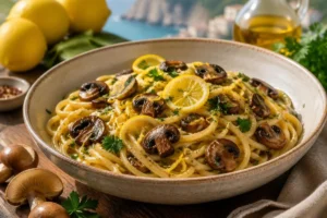Lemon and Fairy Ring Mushroom Linguine